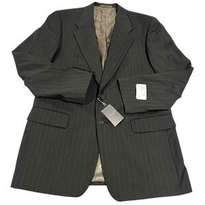 NWT Tallia‎ Uomo Serra Blazer 42L Charcoal Pinstripe Worsted Wool USA